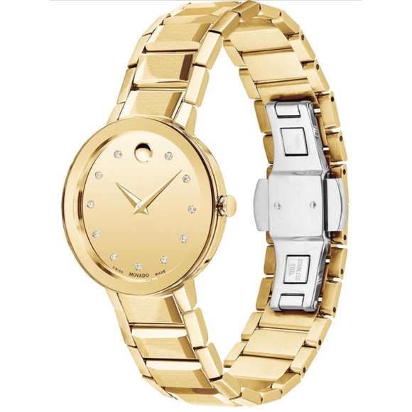 NWT-Movado  Sapphire, 28mm yellow gold PVD-finished Women’s Watch - Picture 2 of 4